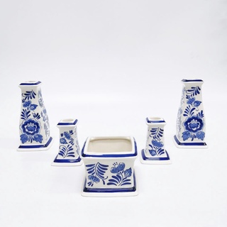 INDRA CERAMIC ชุดบูชาพระทรงเหลี่ยม ลายช่อคราม เซรามิกคุณภาพด…