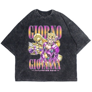 เสื้อยืดแขนสั้น พิมพ์ลายอนิเมะ JOJO BIZZARE ADVENTURE GIORNO GIOVANNA ขนาดใหญ่ สําหรับผู้ชาย