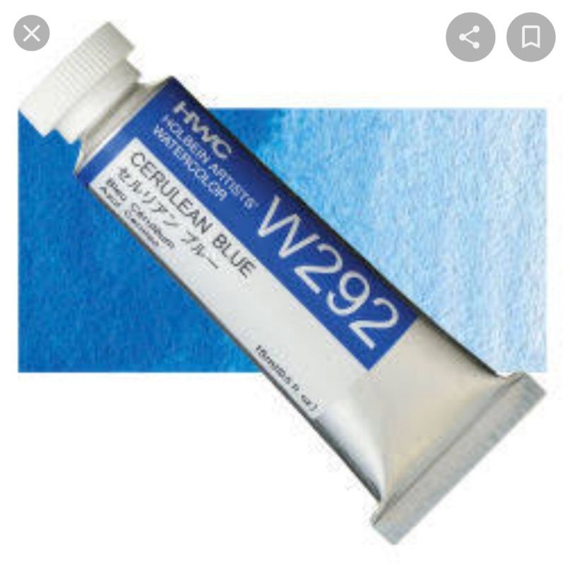 Cerulean Blue 5/15/60ml W092/W292/WW092 SerD สีน้ำโฮลเบน Japan Holbein Artist Watercolor ホルベイン水彩絵具