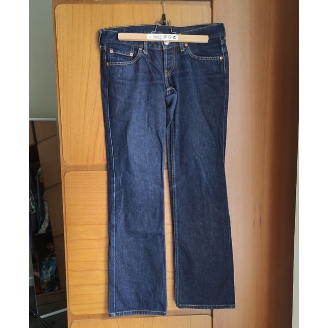 Levis Preloved levi& 39;s กางเกงยีนส์ผู้หญิงสีน้ําเงิน 593 w30 l32 วินาที