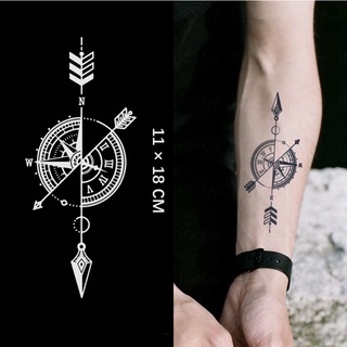 【Mars Tattoo】ใหม่ สติกเกอร์รอยสักชั่วคราว ลายลูกศร เข็มทิศ D033 กึ่งถาวร ติดทนนาน 2 สัปดาห์