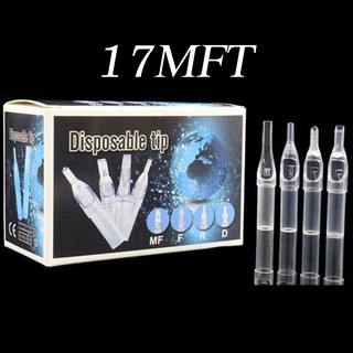 17MFT Tattoo Plastic Tip ปลายกระบอกเข็มสักพลาสติกใช้แล้วทิ้ง (1 กล่อง / 50 ชิ้น) Disposable Tattoo Tips