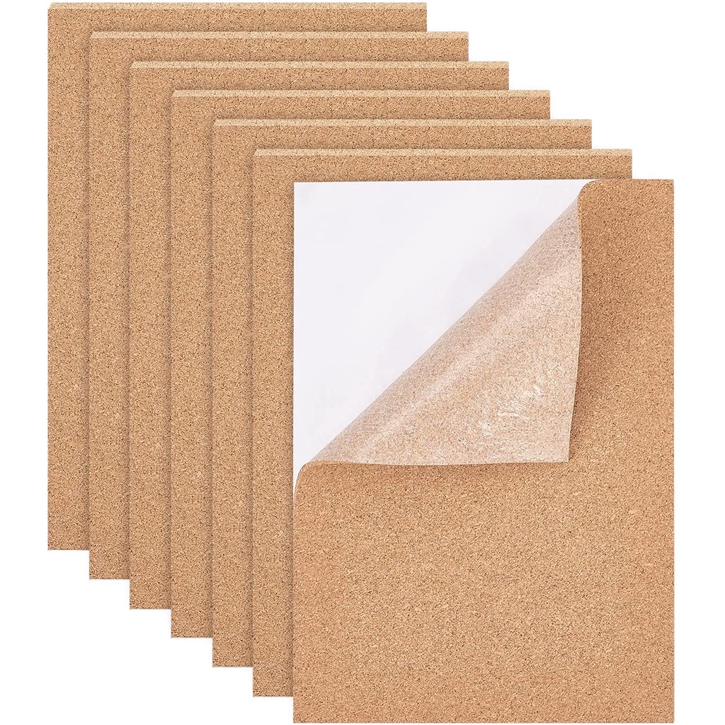 Beebeecraft 6 Pack 30x21.3x0.3cm Self-Adhesive A4 Cork Sheets (3mm ...