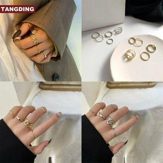 ( Cod Tangding ) แหวนโลหะสีทองสไตล์เกาหลี 5 ชิ้น / ชุด