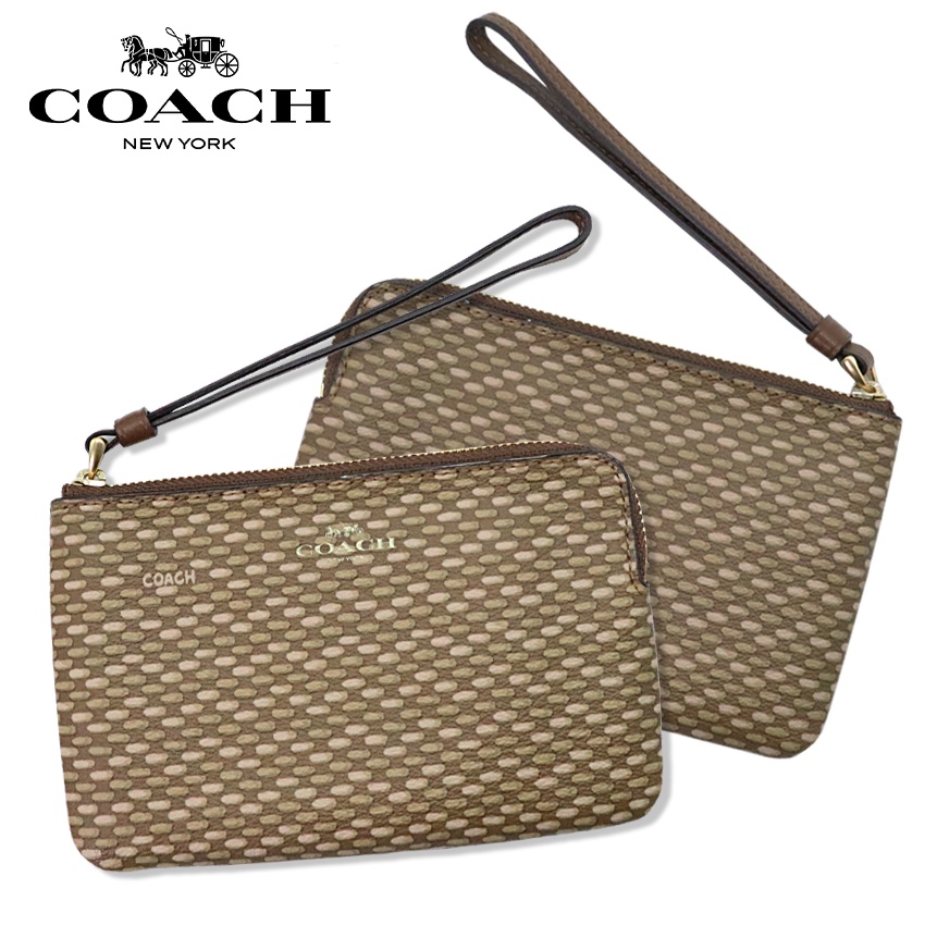 กระเป๋า กระเป๋าตังค์ COACH_WOMEN CORNER ZIP WRISTLET WITH LEGACY PRINT (รุ่น F35869)
