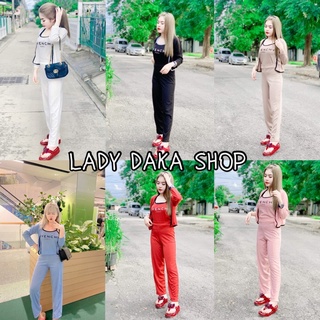 🧡LADY DAKA SHOP🧡 sᴇᴛ 3 ชิ้น เสื้อสายเดี่ยว+เสื้อคลุมแขนยาว+กางเกงเอวยางยืดสม็อคหลัง