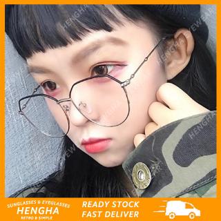 【HENGHA】【พร้อมสต็อก】การออกแบบแฟชั่นเกาหลีกรอบแว่นตาผิดปกติผู้หญิงป้องกันแว่นตาสีฟ้า