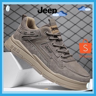 2565》 Jeep Gyp Men's Shoes 2022 Summer New Leather Soft Bottom Low -top รองเท้าลำลองพื้นรองเท้านุ่มรองเท้าผ้าใบระบายอา
