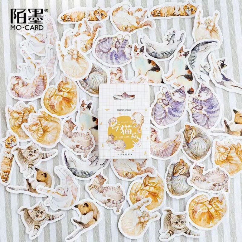 45 ชิ้น CAT-SHAPED สติกเกอร์สําหรับ JOURNAL/DIARY/DIY CRAFT/SCRAPBOOKS/STATIONARY