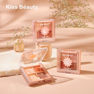 Kiss Beauty Pocket &amp; Kitten อายแชโดว์พาเลทชิมเมอร์กันน้ํา 4 สีสําหรับแต่งหน้า