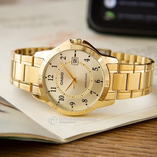 CASIO STANDARD  รุ่น MTP-V004G-9B นาฬิกาผู้ชาย สายสแตนเลส สีทอง - มั่นใจ ของแท้ 100% รับประกันสินค้า 1 ปีเต็ม