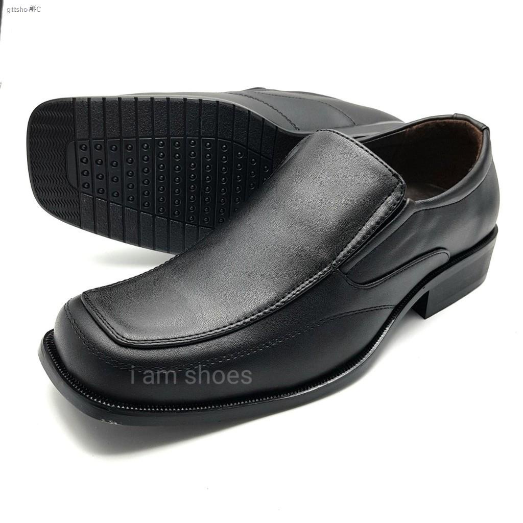 รองเท้าหนังอ็อกฟอร์ดผู้ชาย รองเท้าส้นสูงสีขาว ♠☈gttsho☃CBAOJI คัชชูหนังแบบสวม หัวตัด BJ3375 สีดำ ไซส์ 39-47