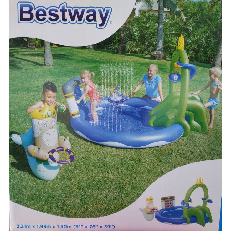 🔥สระสไลเดอร์มีน้ำพุ พ่นน้ำได้ สระว่ายน้ำขนาดใหญ่ สระน้ำสไลเดอร์ สระน้ำให้เด็กเล่น สระน้ำเด็ก สระเป่า