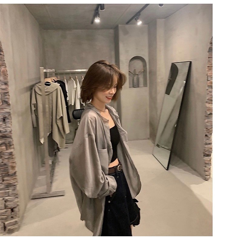 ❤️‍🔥SMD2858❤️‍🔥  เสื้อคลุมทรงเชิ้ตเเขนยาวสไตล์แฟชั่นเกาหลี มีกระดุม สีเทา/ สีขาว / สีเขียว ฟรีไซส์พร้อมส่ง - รูปที่ 6