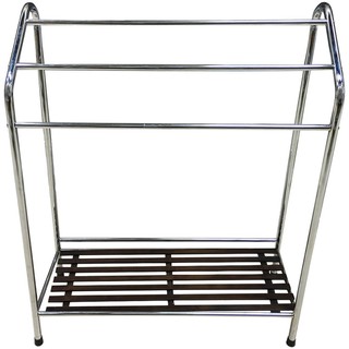 ราวพาดผ้า 3 เส้น มีชั้นวางของ PLIM 72x27x85 ซม. TOWEL RACK PLIM 3-RAIL 1-SHELF 72X27X85CM