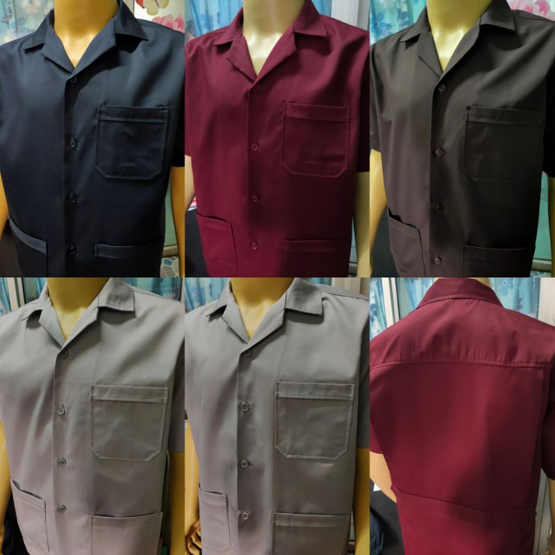 เสื้อช็อปช่าง 3 กระเป๋า ผ้าคอมทวิว พร้อมส่ง 7 สี