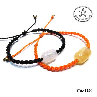 ms-168 ข้อมือหินควอตซ์สีธรรมชาติ ถักเชือกเทียน ข้อมือฟรีไซต์