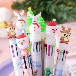 (P-139) ปากกาลูกลื่น 6 สีในด้าม 0.5mm ปากกาหัวตุ๊กตาคริสต์มาส Christmas ซานตาคลอส เรนเดียร์ สโนว์แมน ใช้จดบันทึก คละลาย