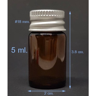 ขวด 5 มล. (12ใบ) ขวดแก้วสีชา สีใส +ฝาโลหะ(น้ำหนัก=0.4kg)
