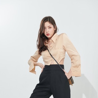 Liya crop shirt in Beige