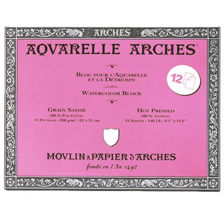 Arches(อาร์เช่) บล็อคขนาด 23×31 ซม. หนา 300G ผิวเรียบ (บรรจุ 12 แผ่น) 012-845