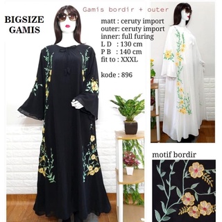 896 YTU R3C BIG GAMIS XL3 GAMIS + เสื้อคาร์ดิแกนแขนยาวปักลายไซส์ XXXL A-LINE 3XL สําหรับสตรีมุสลิม