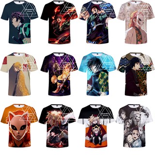 เสื้อยืดแขนสั้นพิมพ์ลาย Anime Demon slayer : kimetsu No yaiba 3D