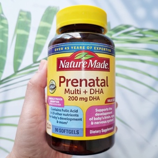 80% OFF Sale!! EXP: 06/23 Prenatal Multi + 200mg DHA* 90 Softgels (Nature Made) วิตามินเตรียมตัวตั้งครรภ์