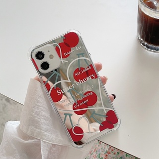 เคสป้องกันโทรศัพท์มือถือกระจก ลายเชอร์รี่ สําหรับ Apple Iphone 14promax 13mini 11 12pro 678plus xsmax xr