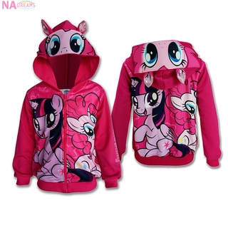 My Little Pony เสื้อแจ็คเก็ต เสื้อแขนยาวมีหมวก Jacket ลายการ์ตูนโพนี่ My little pony เสี้อกันหนาว สีชมพู แต่งหมวก