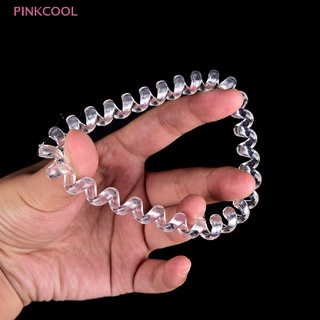 Pinkcool ยางรัดผม แบบเกลียว ยืดหยุ่น สีใส สําหรับผู้หญิง 5 ชิ้น