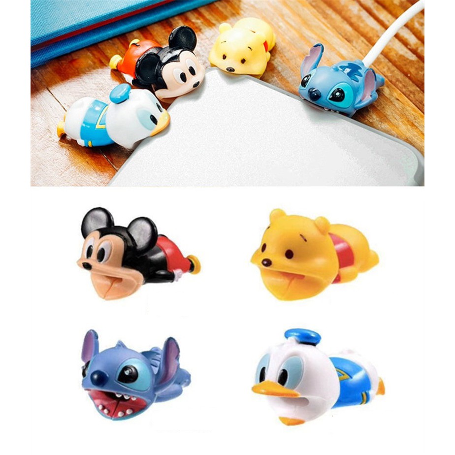 Cable Bite Disney Mickey การ์ตูนรุ่นเข้ากันได้สําหรับ iPhone Cable Protector หมีพูห์ Stitch
