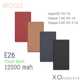 Eloop E26  เพาเวอร์แบงค์หุ้มหนัง 12000mah POWER BANK / POWERBANK (รับประกัน1ปี)