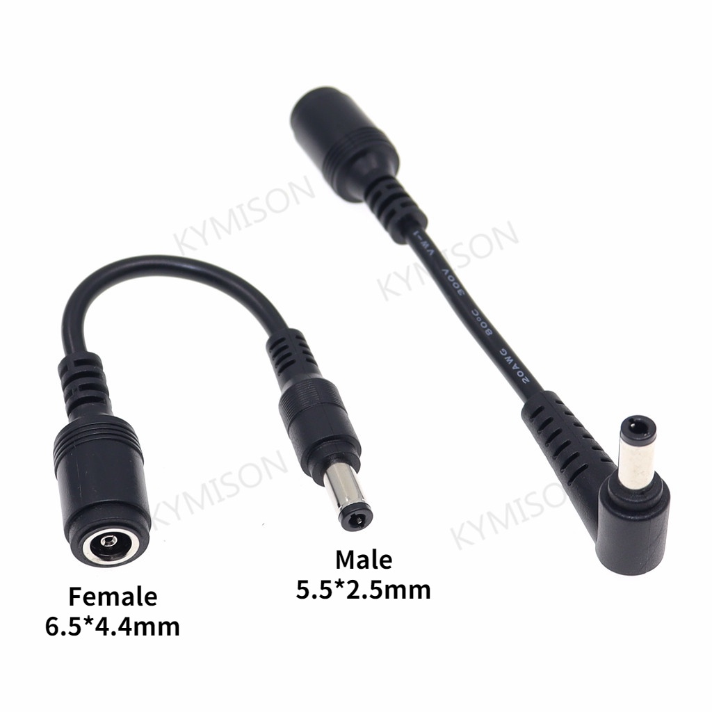 แจ็ค DC 6.5*4.4 / 6.0*4.4 หญิงถึง 5.5*2.5 มม.ชายสีฟ้า DC Power Charger Adapter 90 / 180 องศาสําหรับแล็ปท็อปโน้ตบุ๊ค