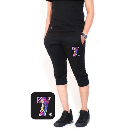 Nomieshop กางเกงจ็อกเกอร์ผู้ชาย& 39;s 7/8 มีโลโก้ CR7 DIGITAL PRINTING วัสดุผ้าฟลีซเนื้อนุ่ม