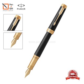 Parker Premier Black Lacquer Fountain Pen - Medium Nib GT - ปากกาหมึกซึม พรีเมียร์ แบล็ค สีดำเงาคลิปทอง