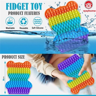 Giant Bear Shape Pop It Large Size Pop It Bubble Fidget Rainbow Sensory ...