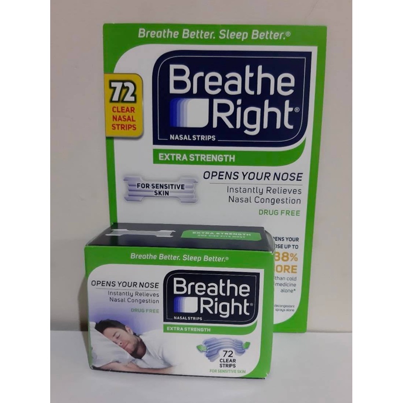 แผ่นแปะลดกรน Breathe Right Extra Strength Nasal Strips 72 strips ของแท้
