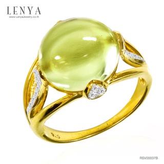 Lenya Jewelry แหวนพลอยเลมอนควอตซ์(Lemon Quartz) รูปทรงกลมมน เหมาะสำหรับใส่ไปงานสังคมสุดๆ บนตัวเรือนเงินแท้ชุบทองคำ