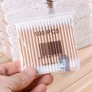 [PSKX149ลดสูงสุด 99 เก็บโค้ดส่งฟรีหน้าร้าน ] Cotton Buds คอตตอนบัด สำลีปั่นหู ก้าน ไม้ อเนกประสงค์ บรรจุ 100 ก้าน🌙👑 gk99