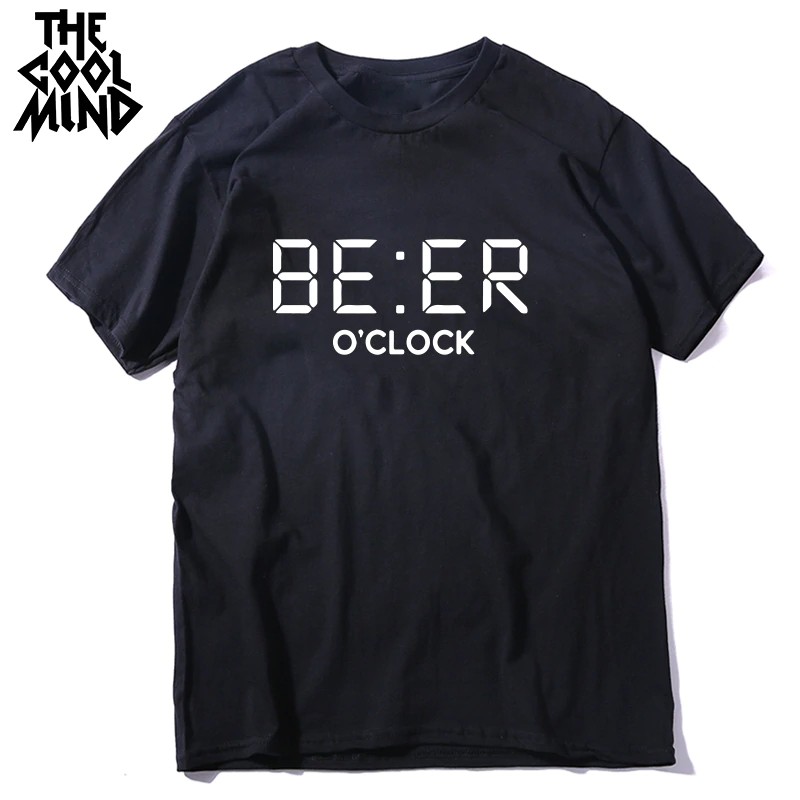 เสื้อยืด ผ้าฝ้าย พิมพ์ลาย BEER OCLOCK ตลก สําหรับผู้ชายS-5XL