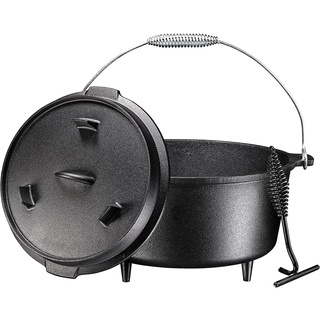 【จัดส่งภายใน 24 ชม】หม้อ เหล็กหล่อ 6 Quart 31cm/25cm Pre-Seasoned Cast Iron Dutch Oven with Lid and Lid Lifter Tool Outdo