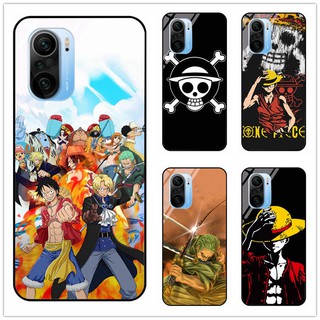 เคสโทรศัพท์มือถือกระจกนิรภัย แบบแข็ง กันกระแทก ลายการ์ตูนอนิเมะ One Piece Luffy Zoro สําหรับ Xiaomi Poco F3 Xiaomi 10t 10t pro