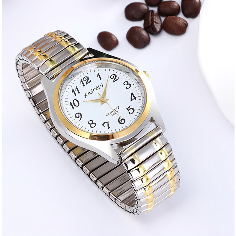 นาฬิกาข้อมือควอตซ์ หน้าปัดใหญ่ สายยางยืด หน้าปัดตัวเลขใหญ่ สไตล์คลาสสิก แฟชั่นสําหรับผู้ชาย และผู้หญิง - รูปที่ 6