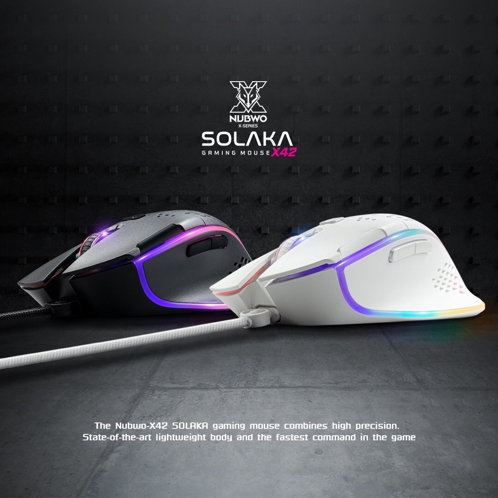 เมาส์มาโคร NUBWO X42 SOLAKA RGB Mouse Macro เมาส์เกมมิ่ง ประกันศูนย์ 2 ปี