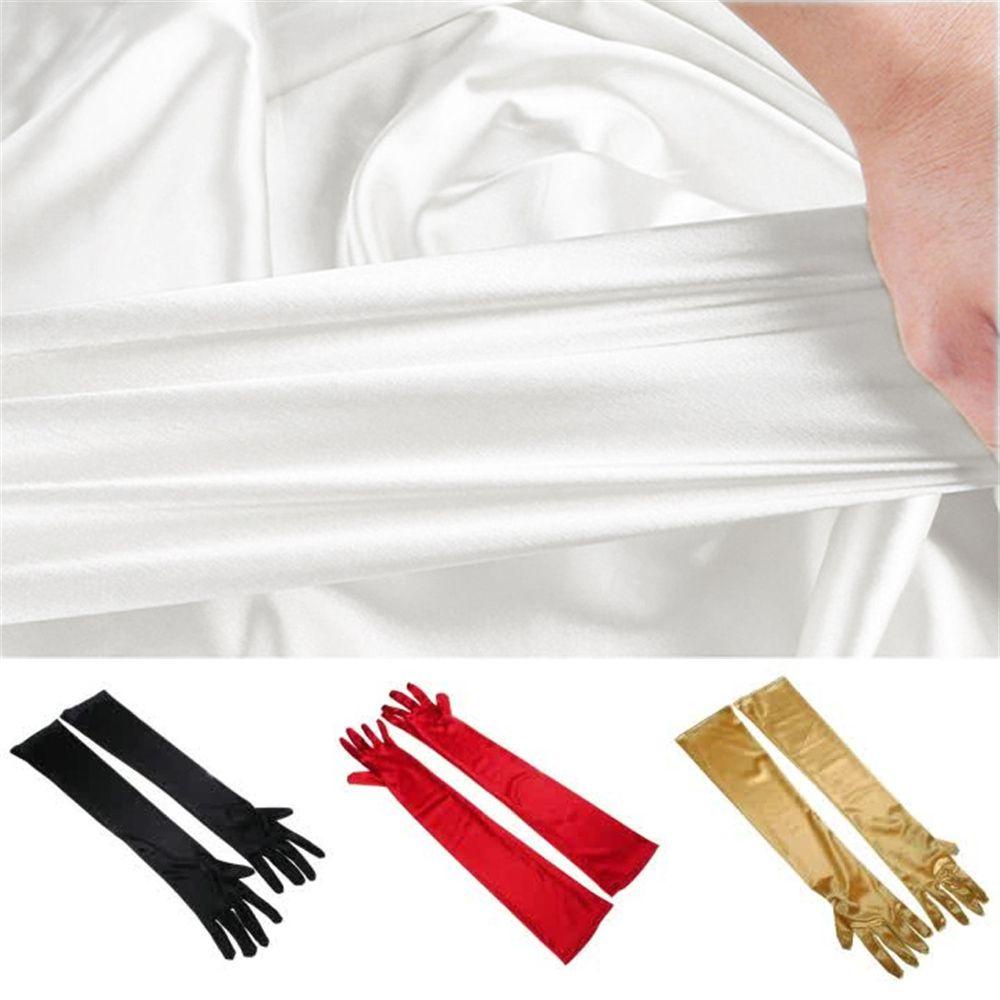 ถุงมือยาว สีดํา สีขาว สีทอง สําหรับเจ้าสาว งานพรอม ปาร์ตี้ งานพรอม