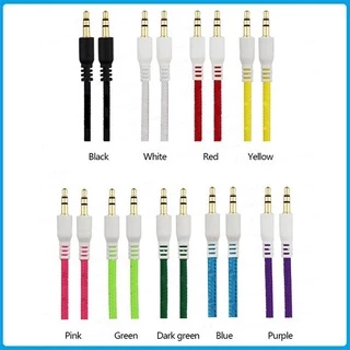 สายเคเบิ้ล AUX /หัว 3.5mm 1เมตร /สายเชือกถักหัวขาว คละสี รองรับกับลำโพง