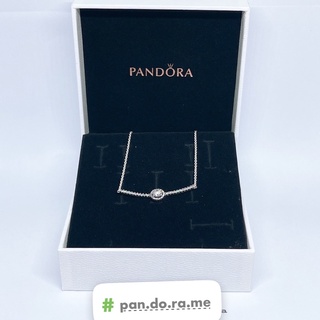 [พร้อมส่ง สินค้าแท้ 💯 ]  Pandora Silver Cz Round Sparkle Necklace แถมกล่องเล็ก+ถุงกระดาษ