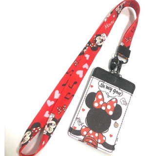 MINNIE สายคล้องคอ สายคล้องบัตร ที่ใส่บัตร ซองใส่บัตร ที่ใส่บัตร พร้อมสายคล้องคอ ลาย Minnie OH MY DOD งานดี  BY MANOPNEST