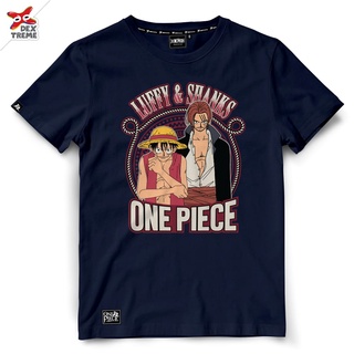 ผ้าฝ้ายแท้(Dextreme) T-shirt DOP-1574   One Piece ลาย Luffy and Shanks มีสีกรมและสีแดงS-4XL